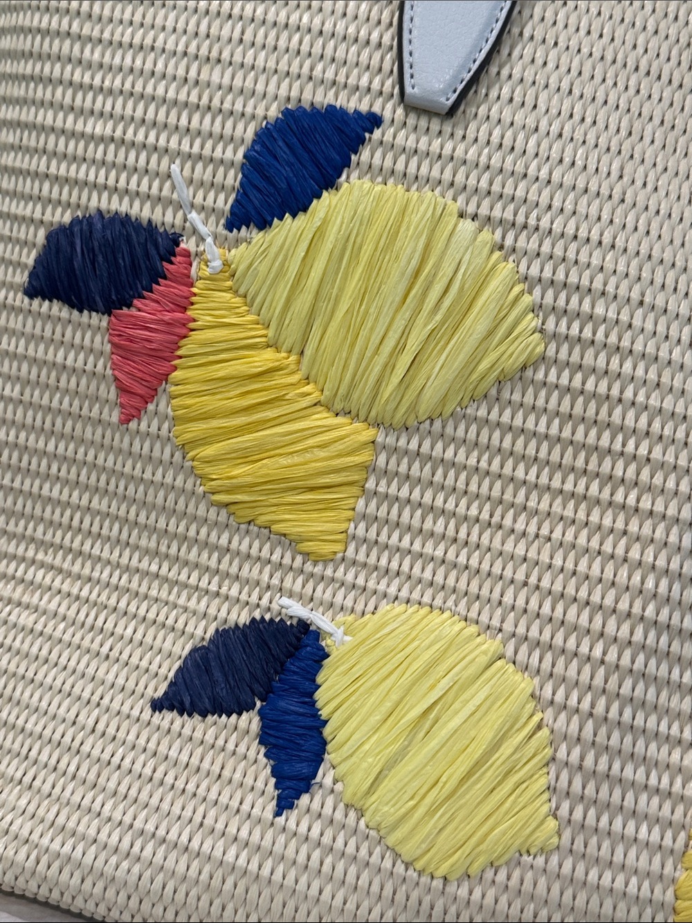 kate spade Bag Ash Straw Lemon Zest Large Woven Tote EUC - Picture 6 of 17